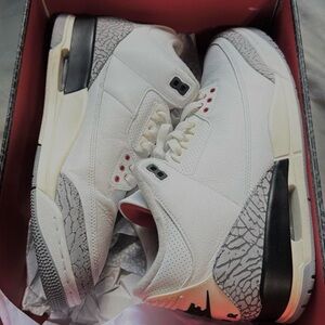 Jordan Retro 3 White and Gray Sneakers